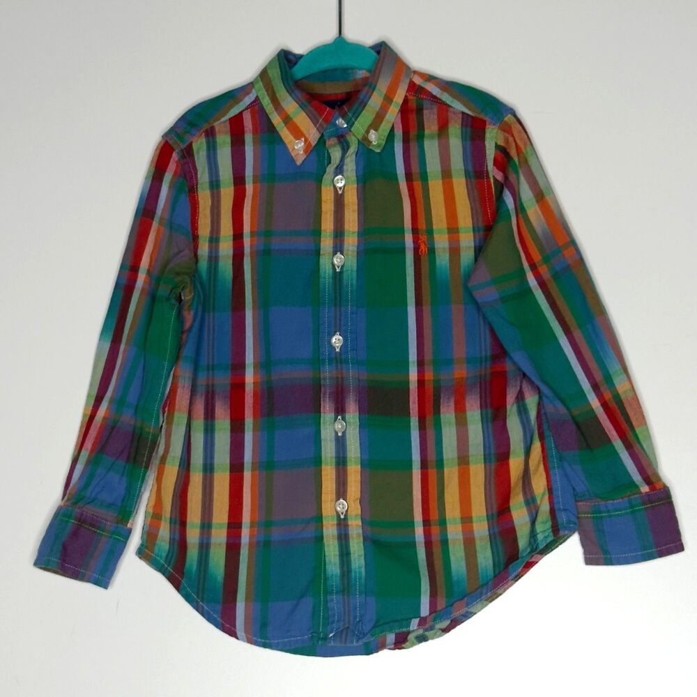 Polo Ralph Lauren Plaid Cotton Madras Long Sleeve Button Down Shirt Boys Size 3T - Picture 7 of 7